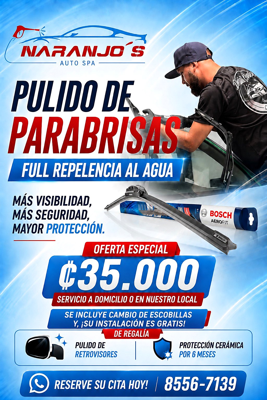 Pulido correctivo de parabrisas con hongo